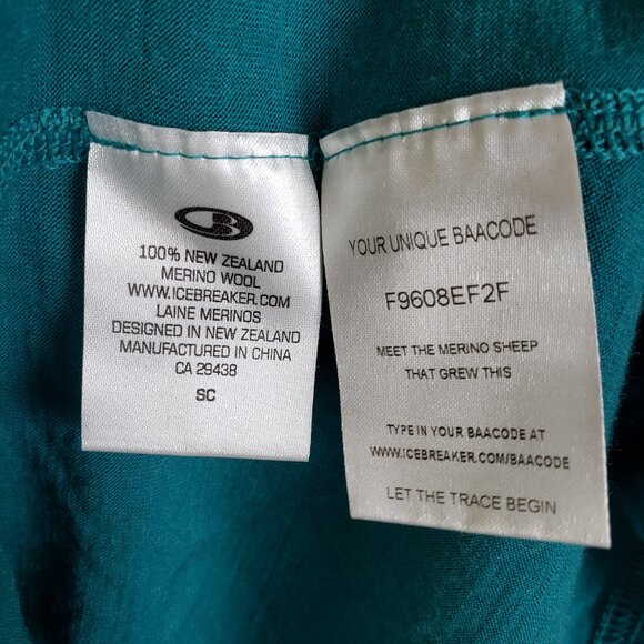 Icebreaker Bodyfit 200 Base Layer 1/4 Zip New Zealand Merino Wool Teal size S - Picture 8 of 11